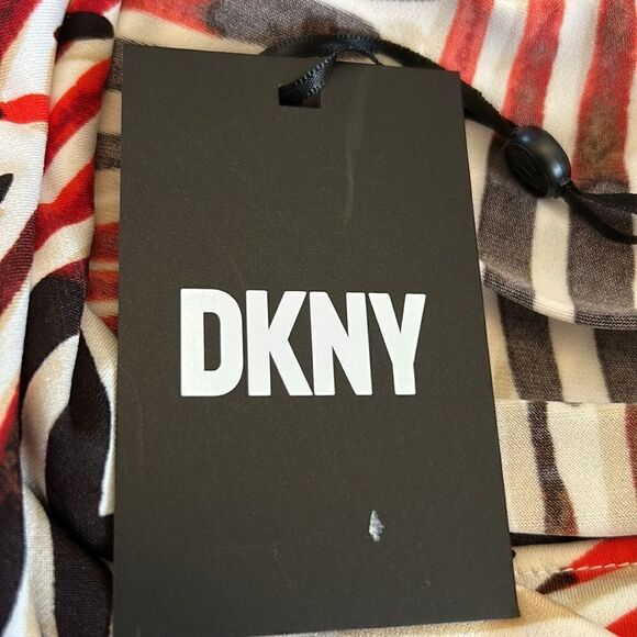 DKNY black multicolored patterned short sleeve blouse Size S New - Picture 3 of 10